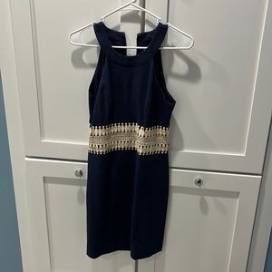Classic navy dress, lined and worn one time for a few hours. Size 0